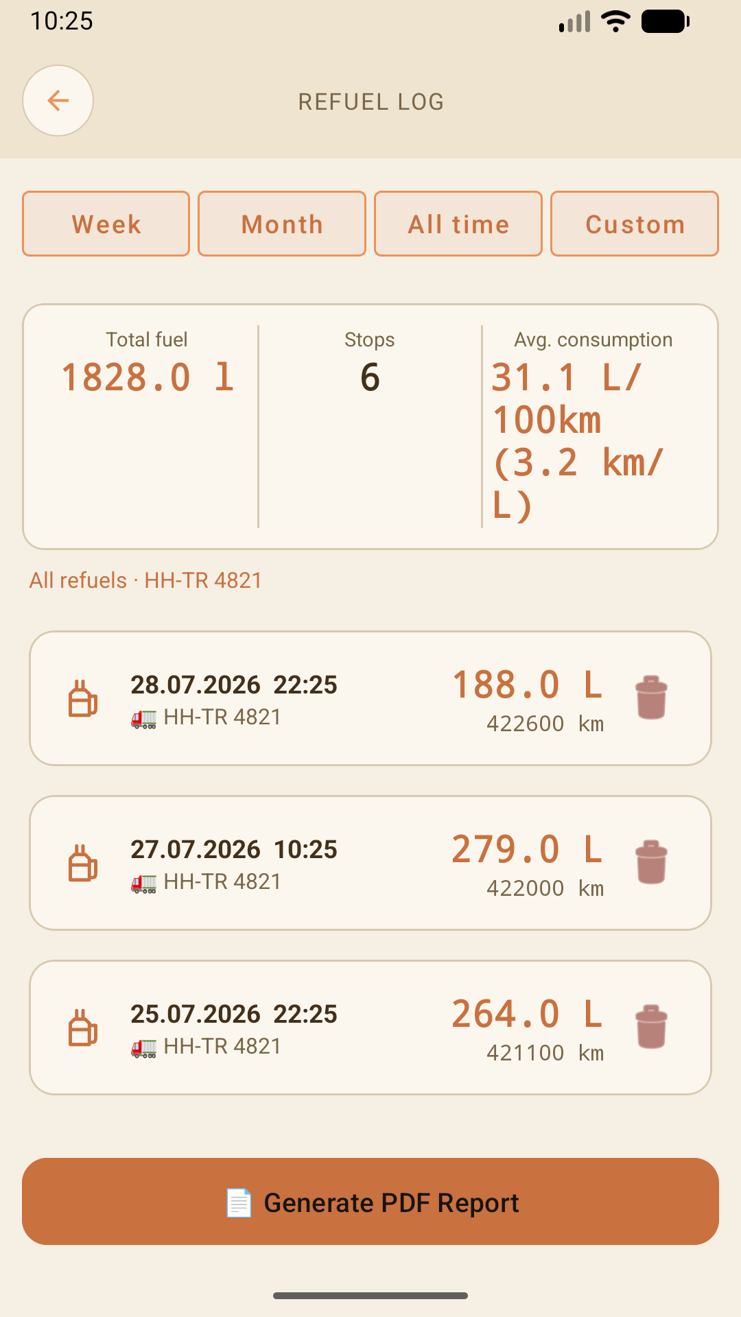 Refuel log